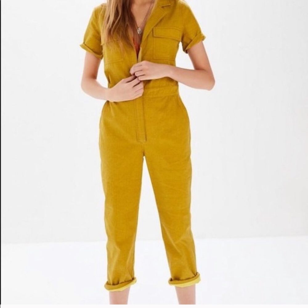 Moon River Mustard Coveralls Jumpsuit NWOT